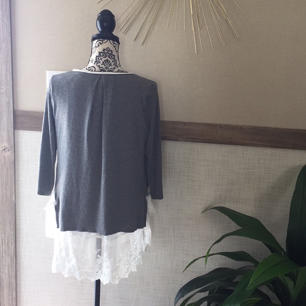 LC Lauren Conrad Lace Trim Tie Sides Tunic - Picture 6 of 7